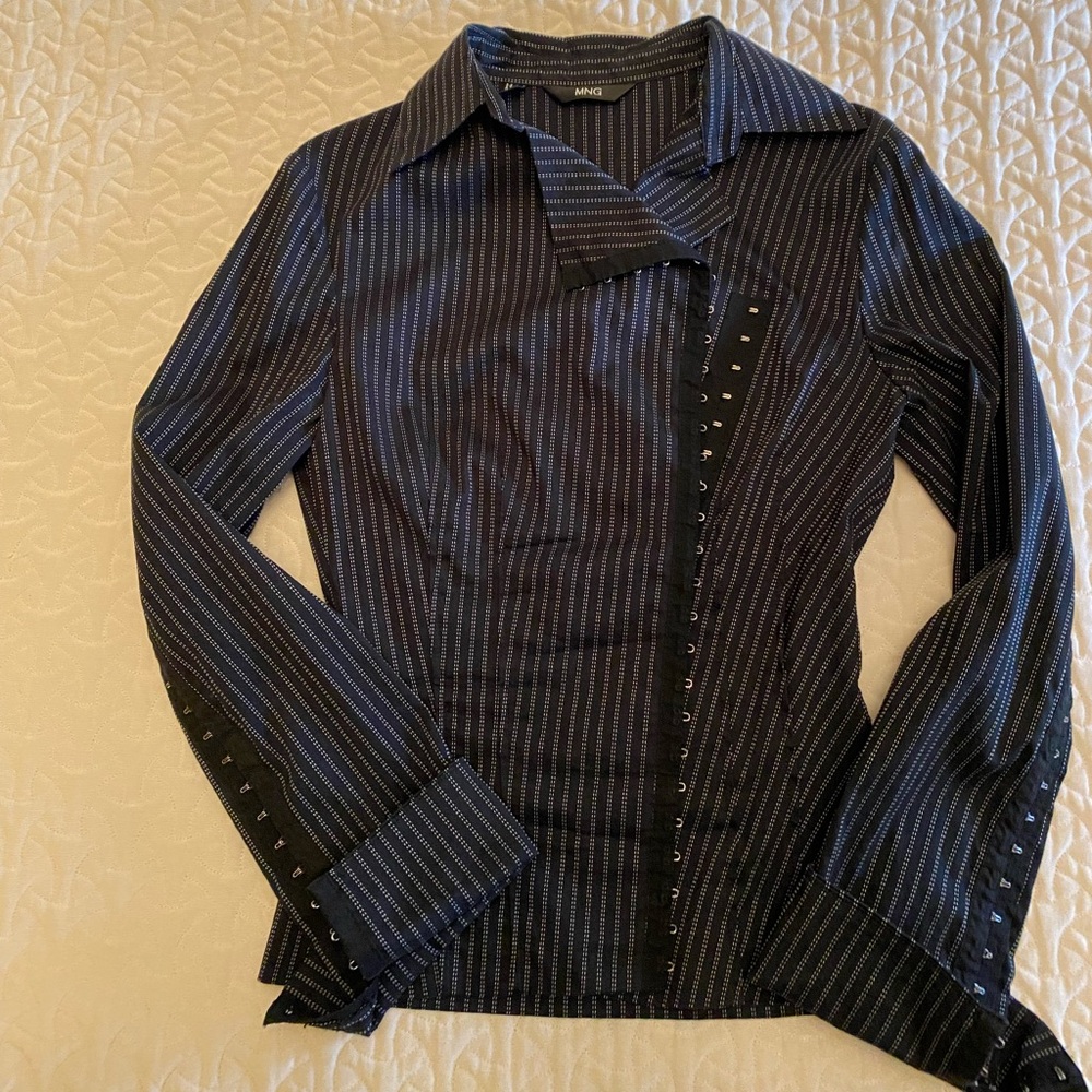 Mango Black Striped Button Down Shirt